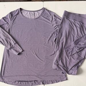 Lands' End Purple Striped Base Layer Therma skin Thermal underwear Pajama Set XL